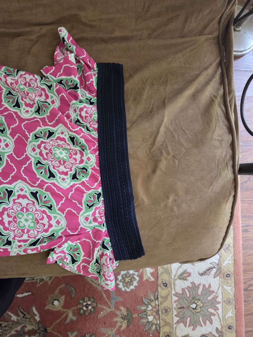 crown & ivy Pink Floral Off-Shoulder Dress with Navy Trim - Picture 3 of 3